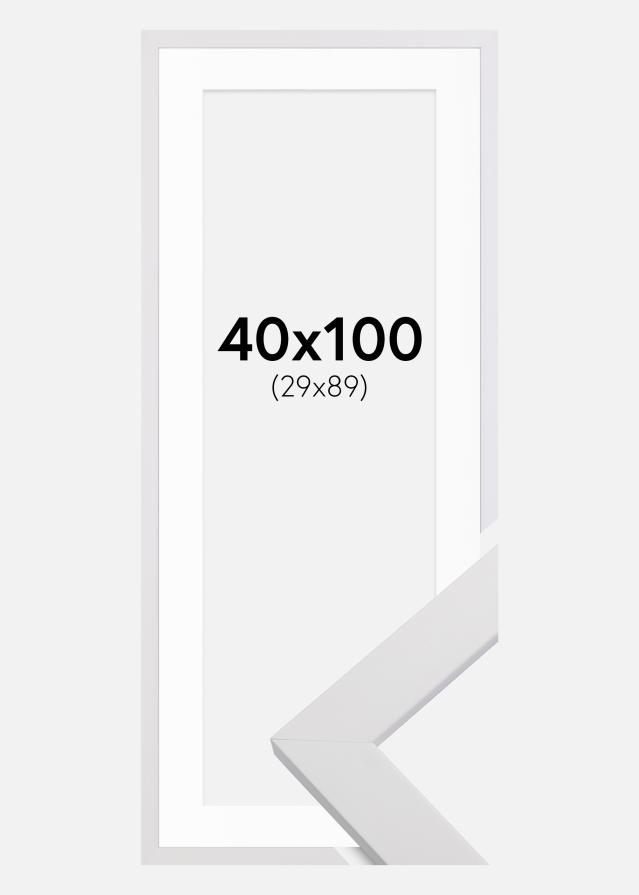 Ramme White Wood 40x100 cm - Passepartout Hvid 30x90 cm