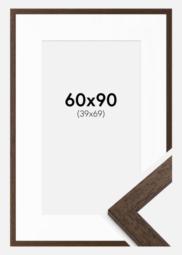 Ramme Brown Wood 60x90 cm - Passepartout Hvid 40x70 cm
