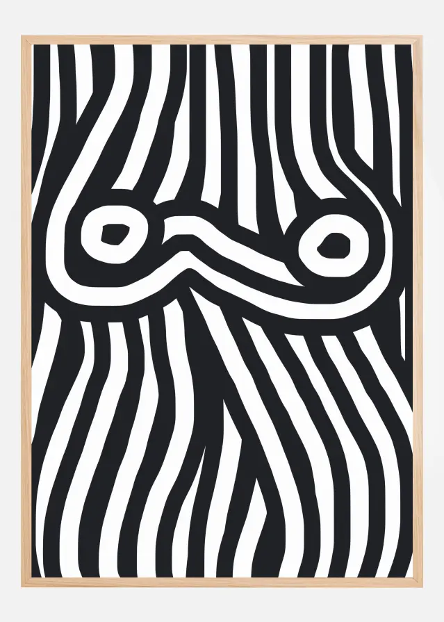 Black and White Striped Nude Plakat