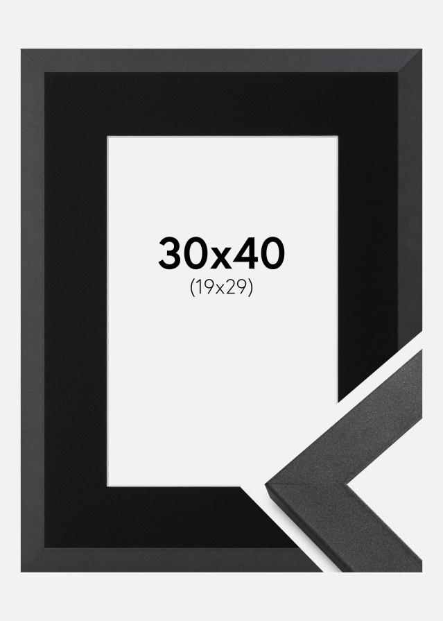 Ramme Graphite Wood 30x40 cm - Passepartout Sort 20x30 cm