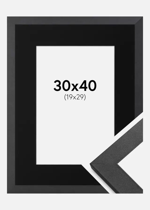 Ramme Graphite Wood 30x40 cm - Passepartout Sort 20x30 cm