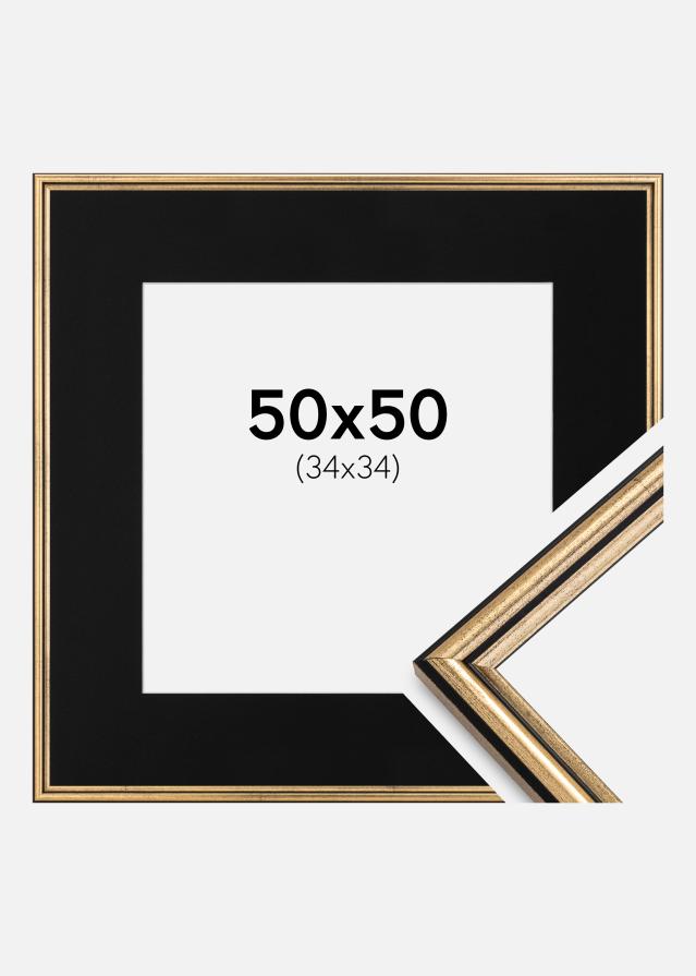 Ramme Horndal Guld 50x50 cm - Passepartout Sort 35x35 cm