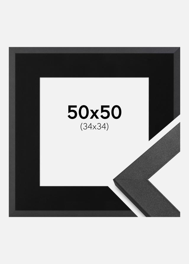 Ramme Graphite Wood 50x50 cm - Passepartout Sort 35x35 cm