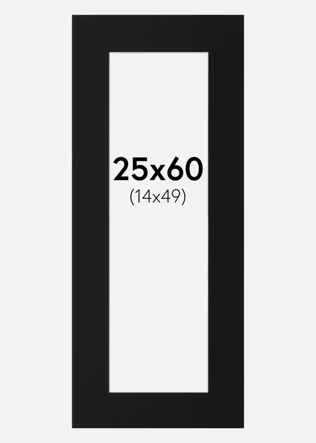 Passepartout Sort Standard (Hvid kerne) 25x60 cm (14x49)