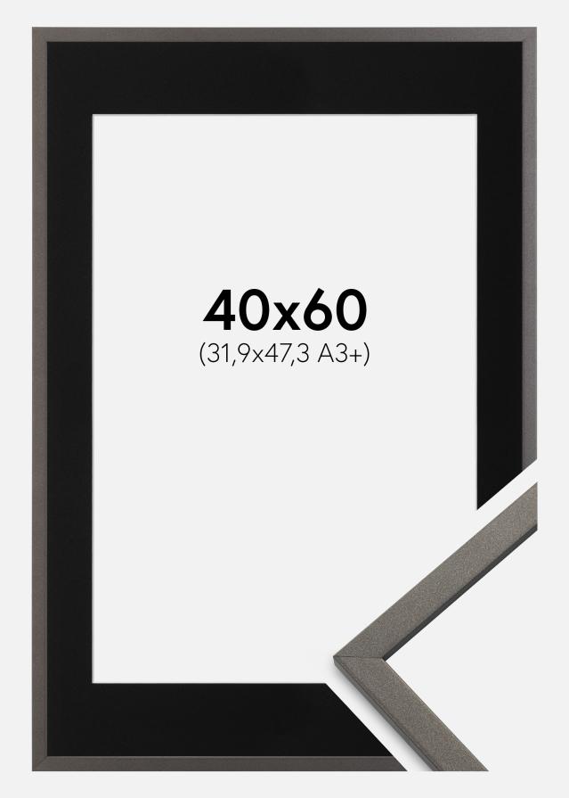 Ramme Edsbyn Grafit 40x60 cm - Passepartout Sort 32,9x48,3 cm (A3+)