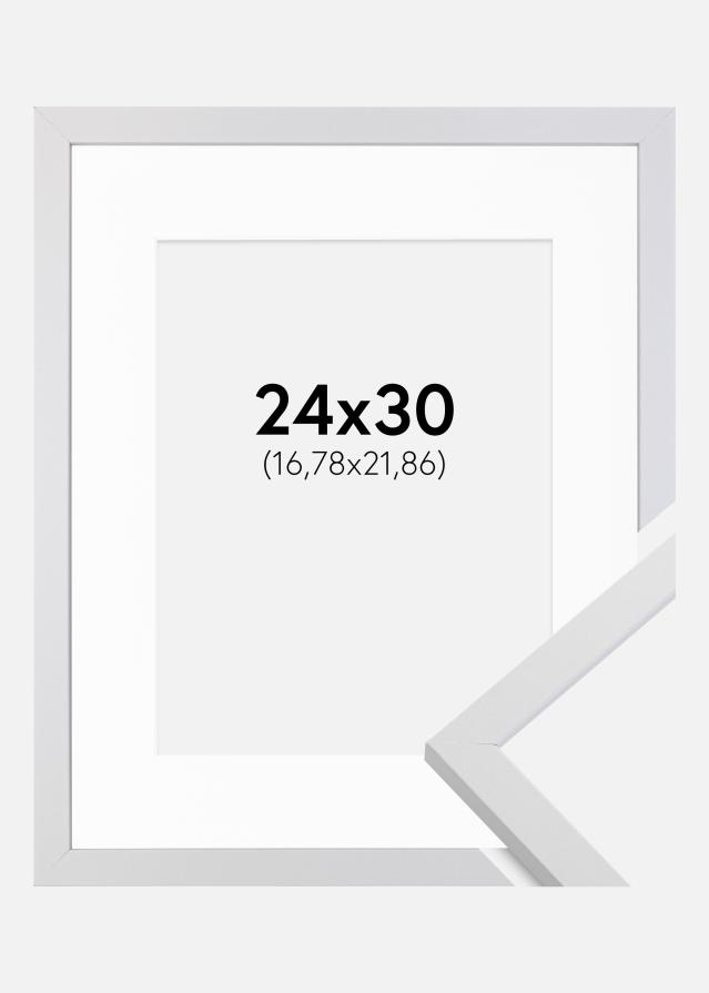 Ramme Trendy Hvid 24x30 cm - Passepartout Hvid 7x9 inches