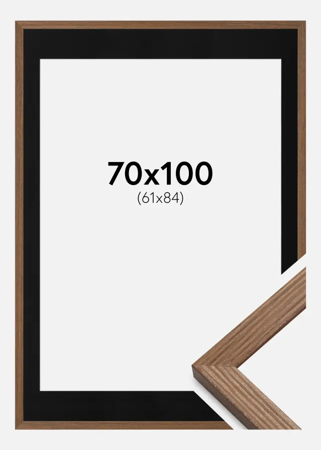 Ramme Fiorito Mørk Eg 70x100 cm - Passepartout Sort 62x85 cm