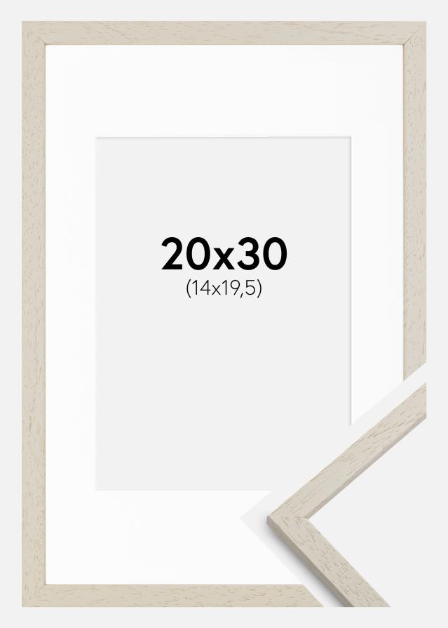 Ramme Edsbyn Sand 20x30 cm - Passepartout Hvid 15x21 cm (A5)