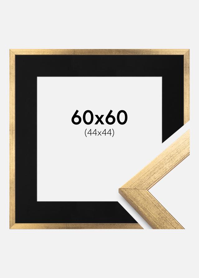 Ramme Stilren Guld 60x60 cm - Passepartout Sort 45x45 cm