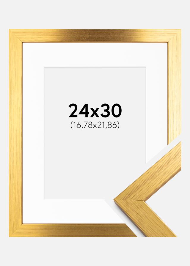Ramme Gold Wood 24x30 cm - Passepartout Hvid 7x9 inches