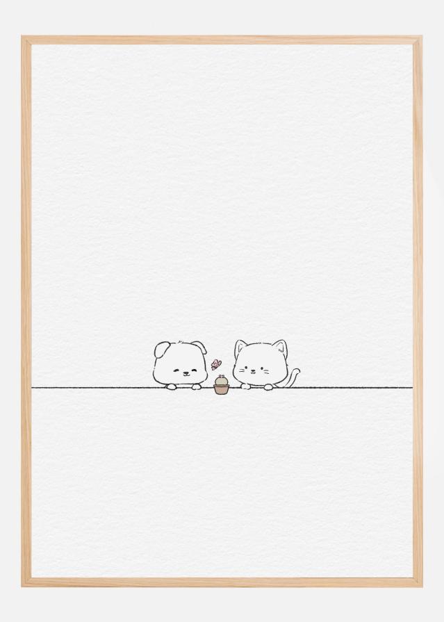Cat and Dog In Love Plakat