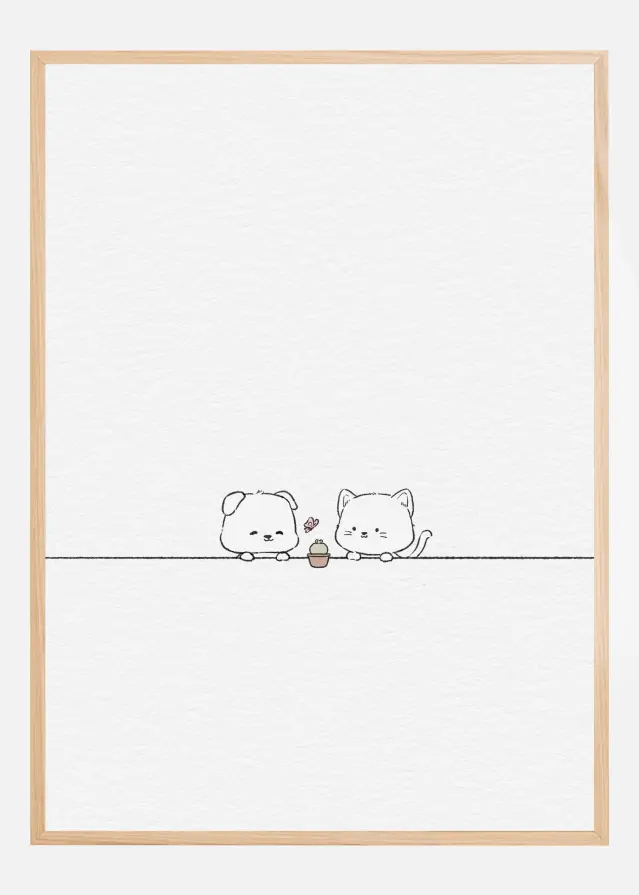 Cat and Dog In Love Plakat