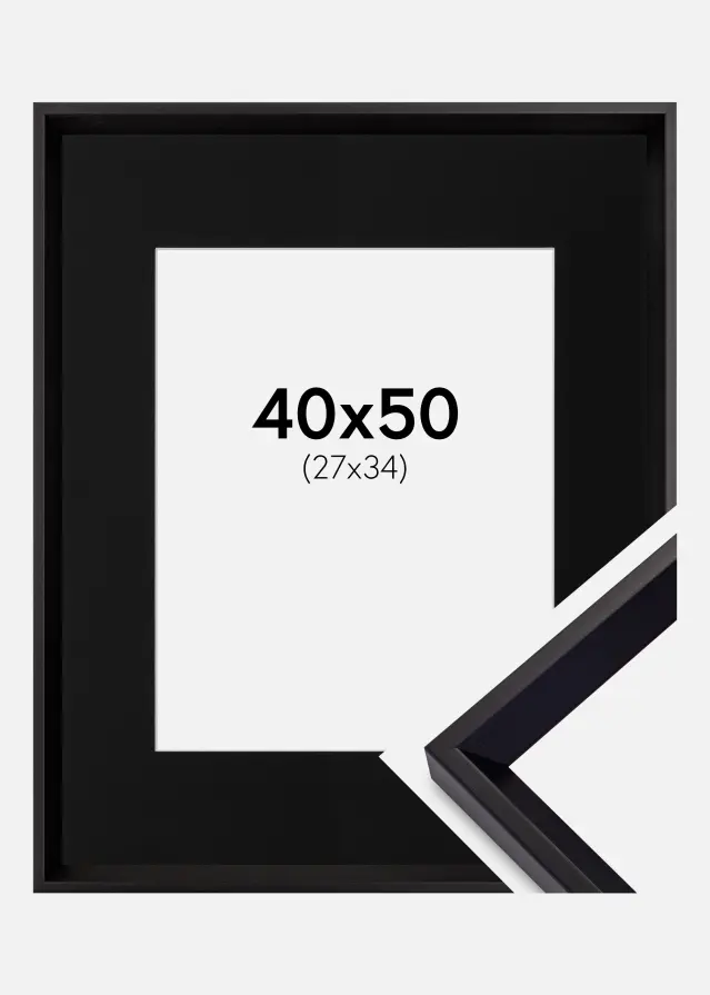 Ramme Globe Sort 40x50 cm - Passepartout Sort 28x35 cm