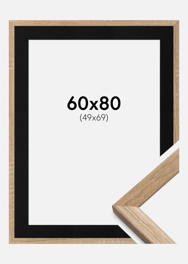 Ramme Fiorito Lys Eg 60x80 cm - Passepartout Sort 50x70 cm
