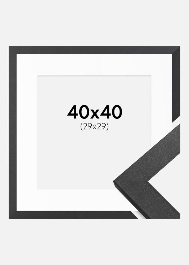 Ramme Graphite Wood 40x40 cm - Passepartout Hvid 30x30 cm