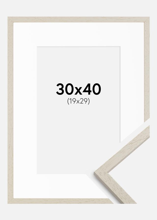 Ramme Edsbyn Sand 30x40 cm - Passepartout Hvid 20x30 cm