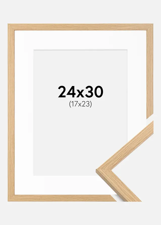 Ramme Galant Eg 24x30 cm - Passepartout Hvid 18x24 cm