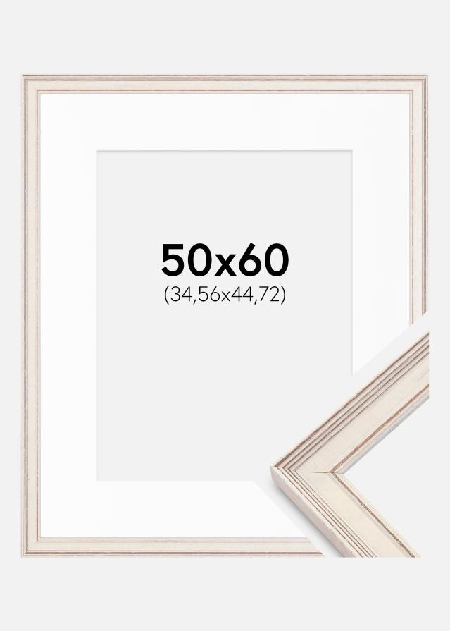 Ramme Shabby Chic Hvid 50x60 cm - Passepartout Hvid 14x18 inches