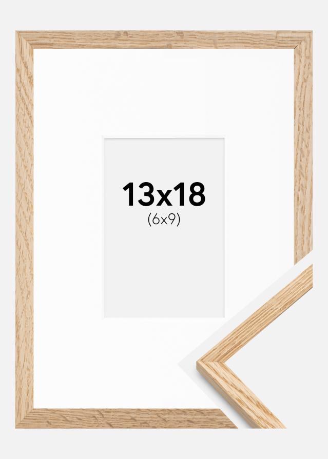 Ramme Tynd Eg 13x18 cm - Passepartout Hvid 7x10 cm