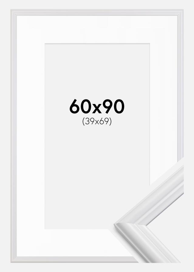 Ramme Siljan Hvid 60x90 cm - Passepartout Hvid 40x70 cm