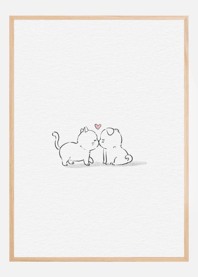 Cat and Dog In Love Plakat
