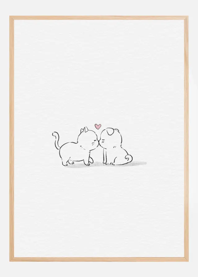 Cat and Dog In Love Plakat