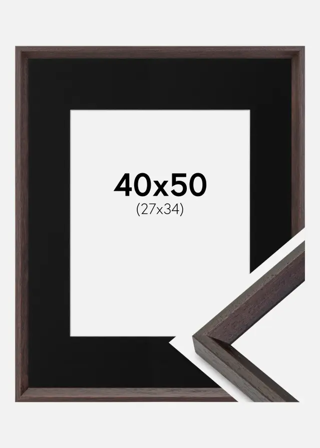 Ramme Globe Espresso 40x50 cm - Passepartout Sort 28x35 cm