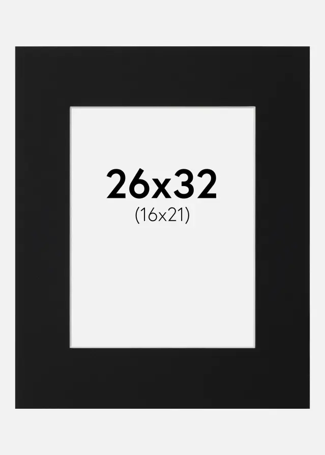 Passepartout Sort Standard (Hvid kerne) 26x32 cm (16x21)