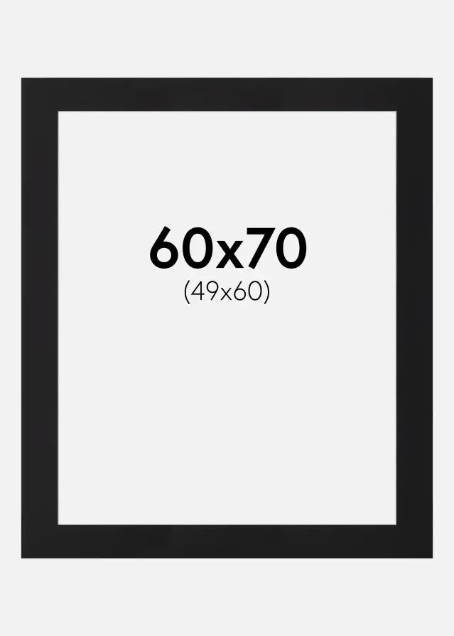 Passepartout Sort Standard (Hvid kerne) 60x70 cm (49x60)