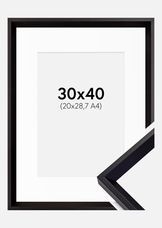 Ramme Globe Sort 30x40 cm - Passepartout Hvid 21x29,7 cm (A4)