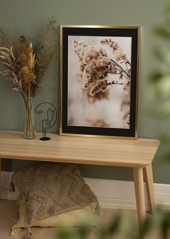 Ramme Trendy Guld 18x24 cm - Passepartout Sort 13x17 cm