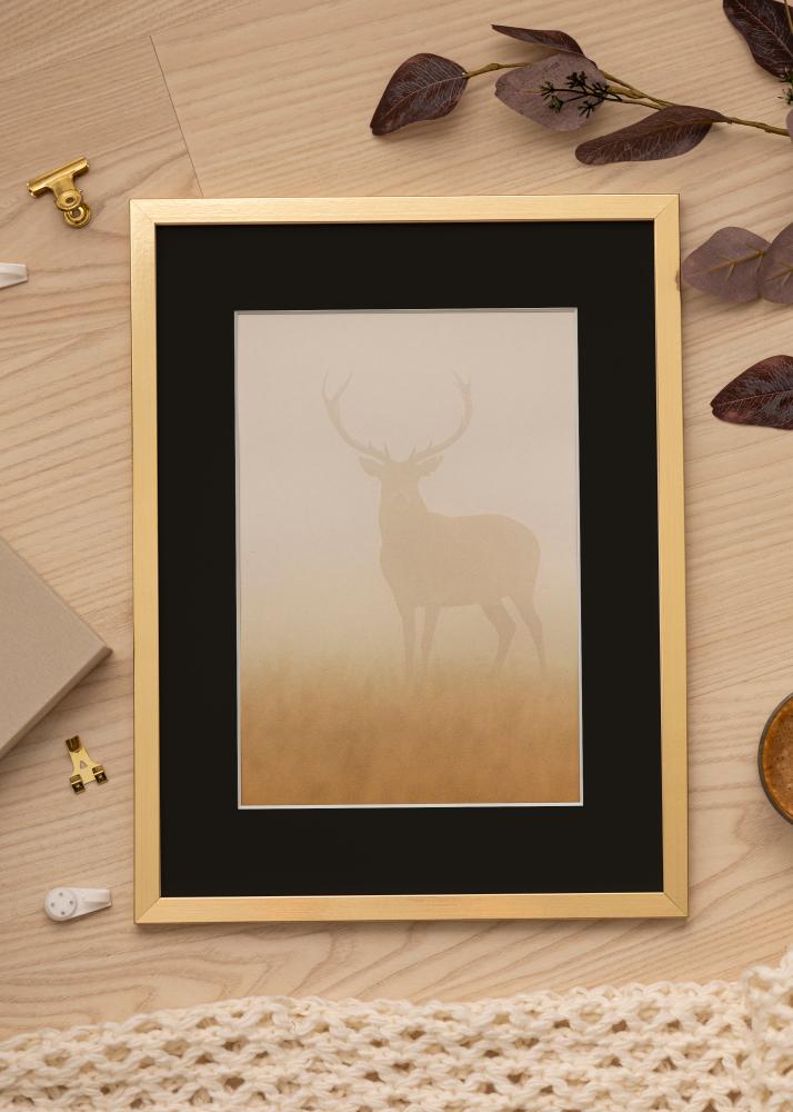 Ramme Trendy Guld 18x24 cm - Passepartout Sort 13x17 cm
