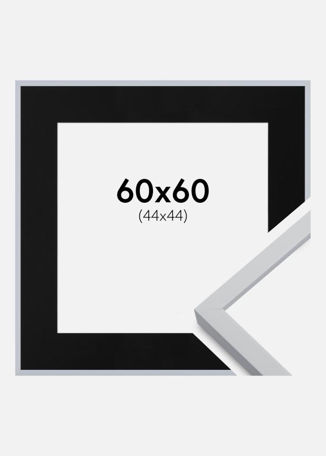 Ramme Oslo Hvid 60x60 cm - Passepartout Sort 45x45 cm