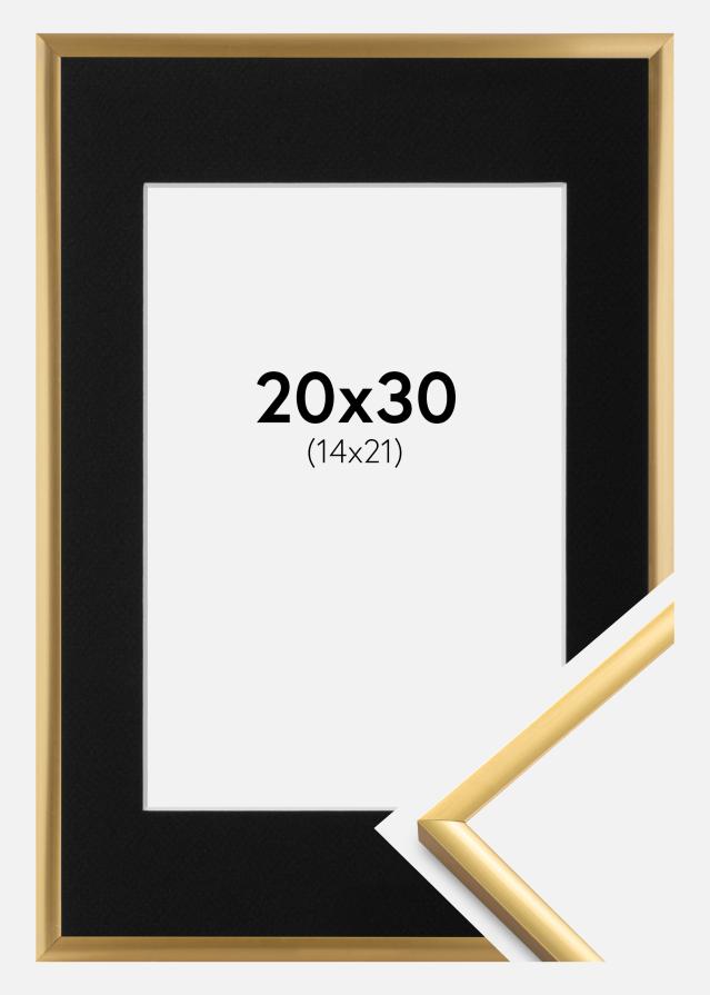 Ramme New Lifestyle Shiny Gold 20x30 cm - Passepartout Sort 15x22 cm