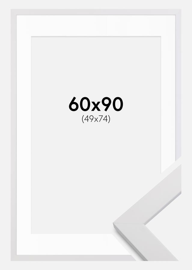 Ramme White Wood 60x90 cm - Passepartout Hvid 50x75 cm
