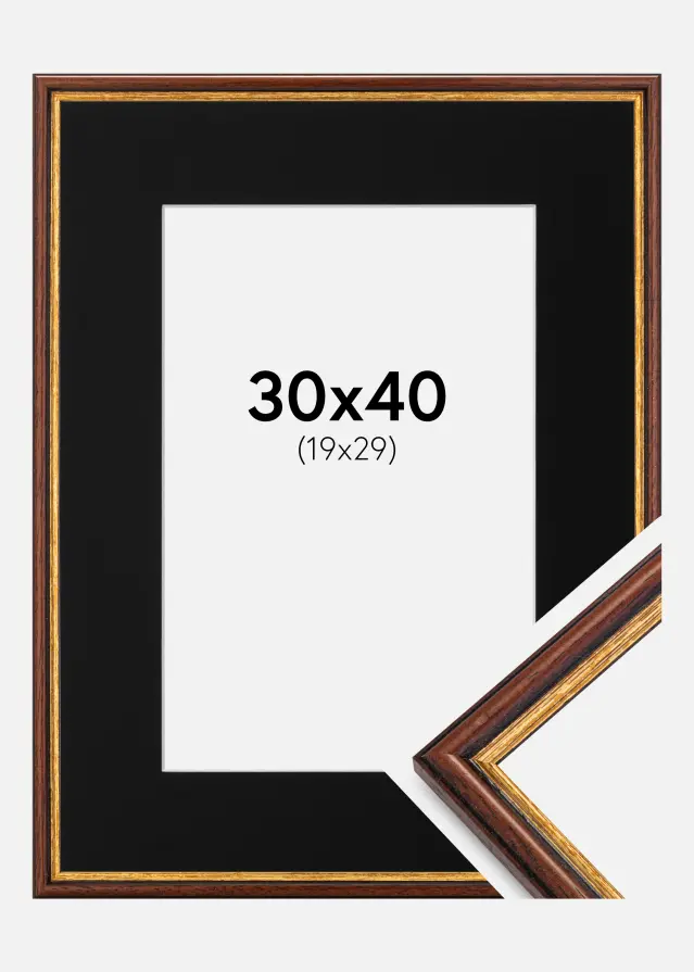 Ramme Horndal Brun 30x40 cm - Passepartout Sort 20x30 cm