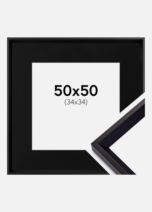 Ramme Globe Sort 50x50 cm - Passepartout Sort 35x35 cm