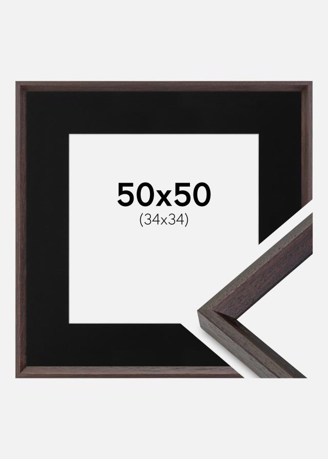 Ramme Globe Espresso 50x50 cm - Passepartout Sort 35x35 cm