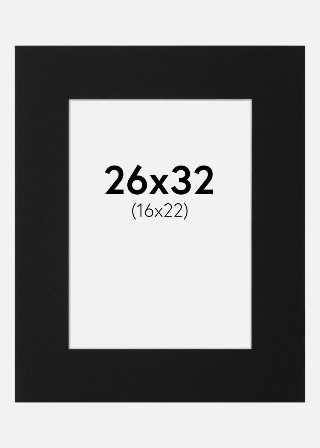 Passepartout Sort Standard (Hvid kerne) 26x32 cm (16x22)