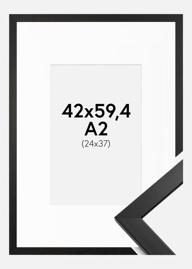 Ramme Stilren Sort 42x59,4 cm - Passepartout Hvid 25x38 cm