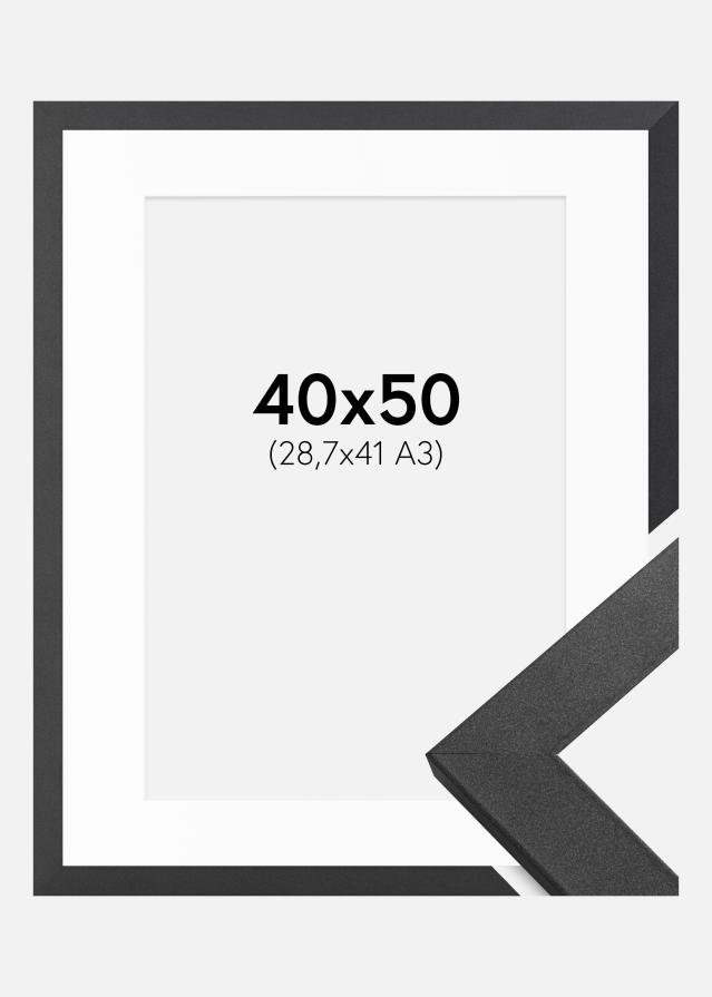 Ramme Graphite Wood 40x50 cm - Passepartout Hvid 29,7x42 cm (A3)