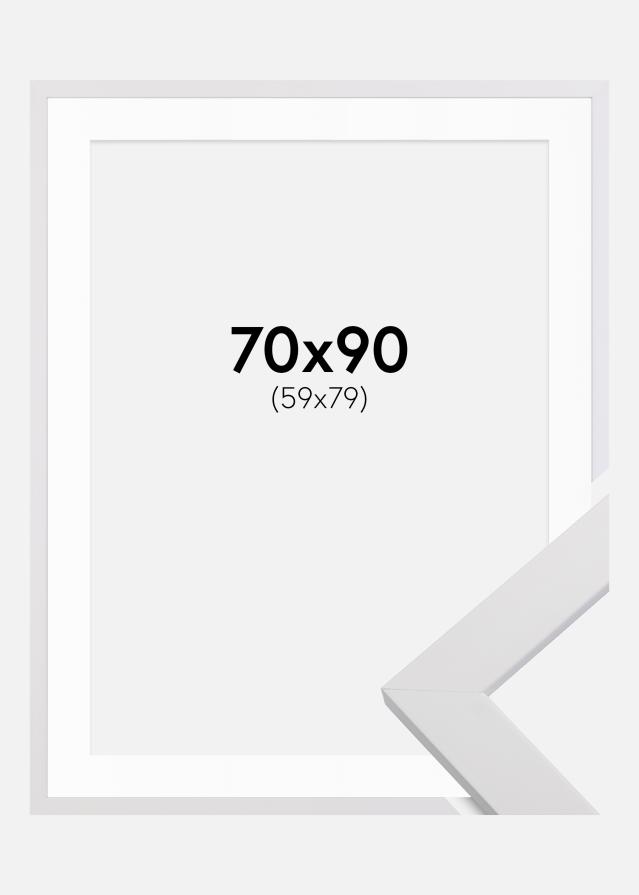 Ramme White Wood 70x90 cm - Passepartout Hvid 60x80 cm