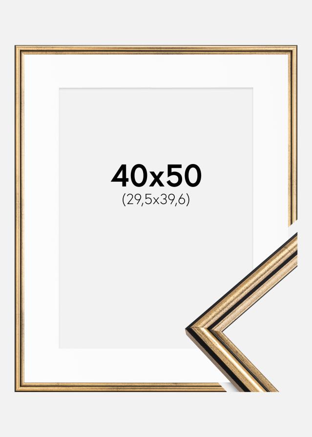 Ramme Horndal Guld 40x50 cm - Passepartout Hvid 12x16 inches