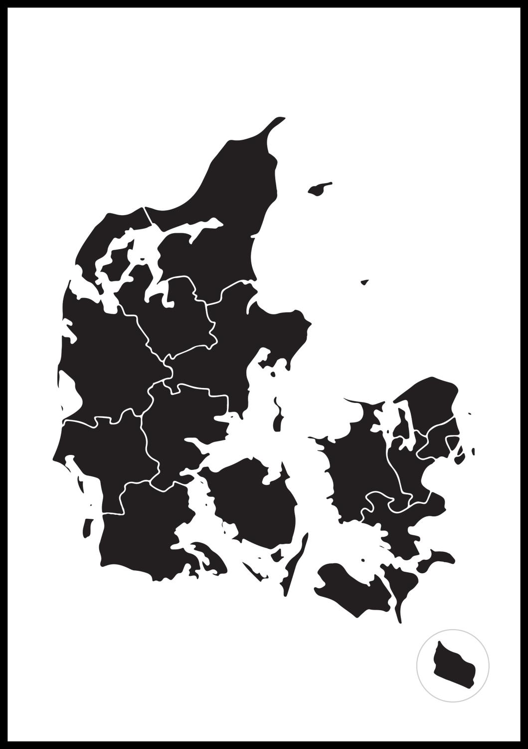 Product Image for Kort - Danmark - Sort Plakat (21x29.7 cm (A4))