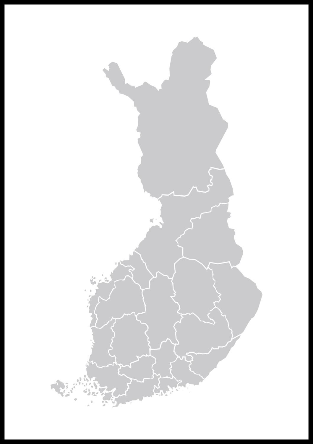 Product Image for Kort - Finland - Grå Plakat (21x29.7 cm (A4))