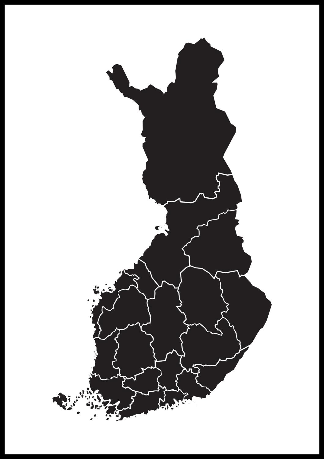 Product Image for Kort - Finland - Sort Plakat (21x29.7 cm (A4))