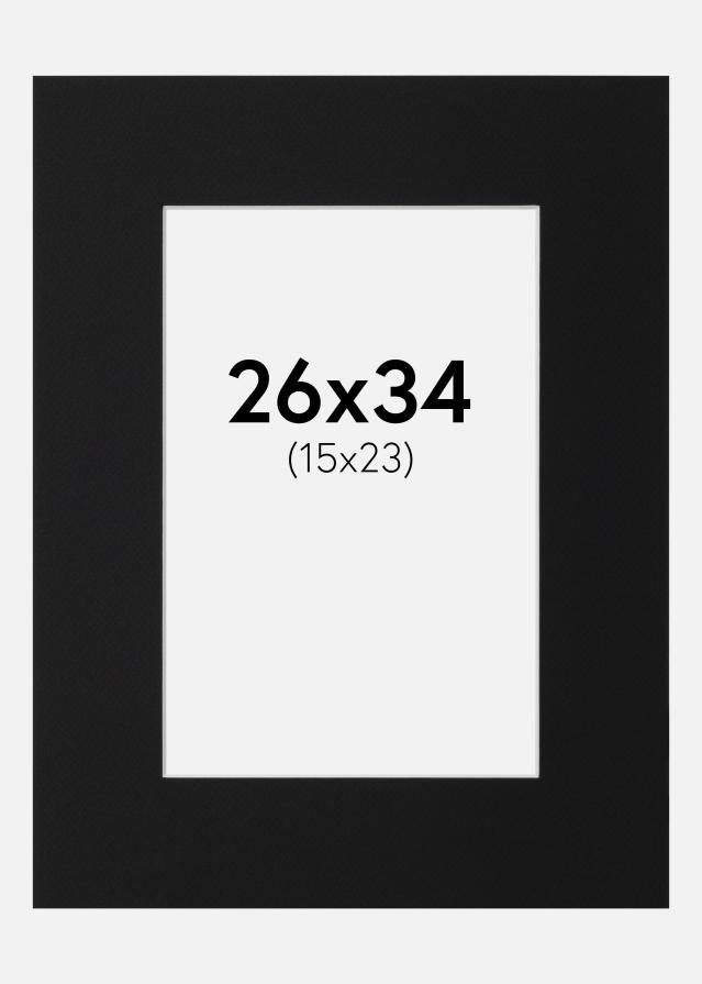 Passepartout Sort Standard (Hvid kerne) 26x34 cm (15x23)