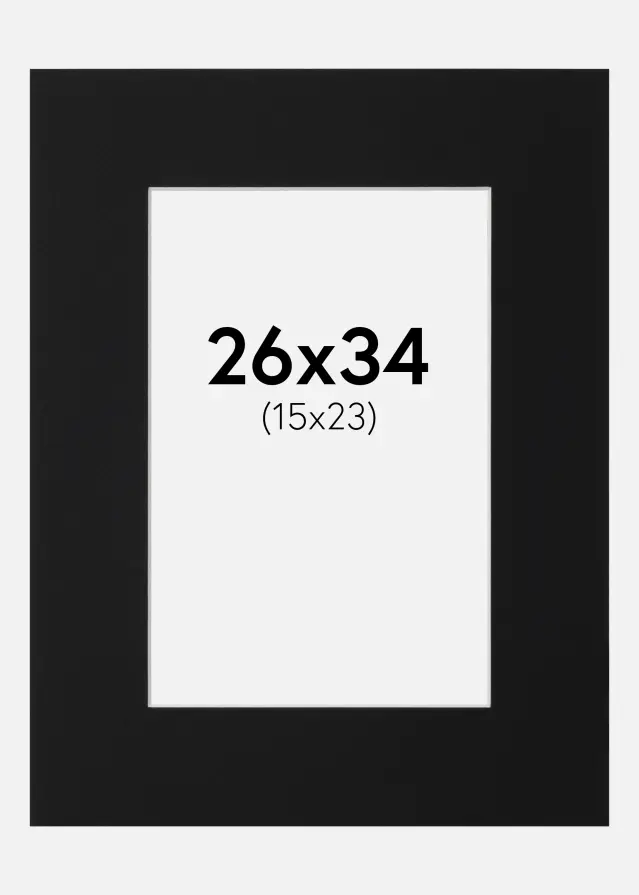 Passepartout Sort Standard (Hvid kerne) 26x34 cm (15x23)