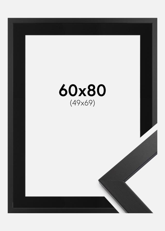 Ramme Black Wood 60x80 cm - Passepartout Sort 50x70 cm