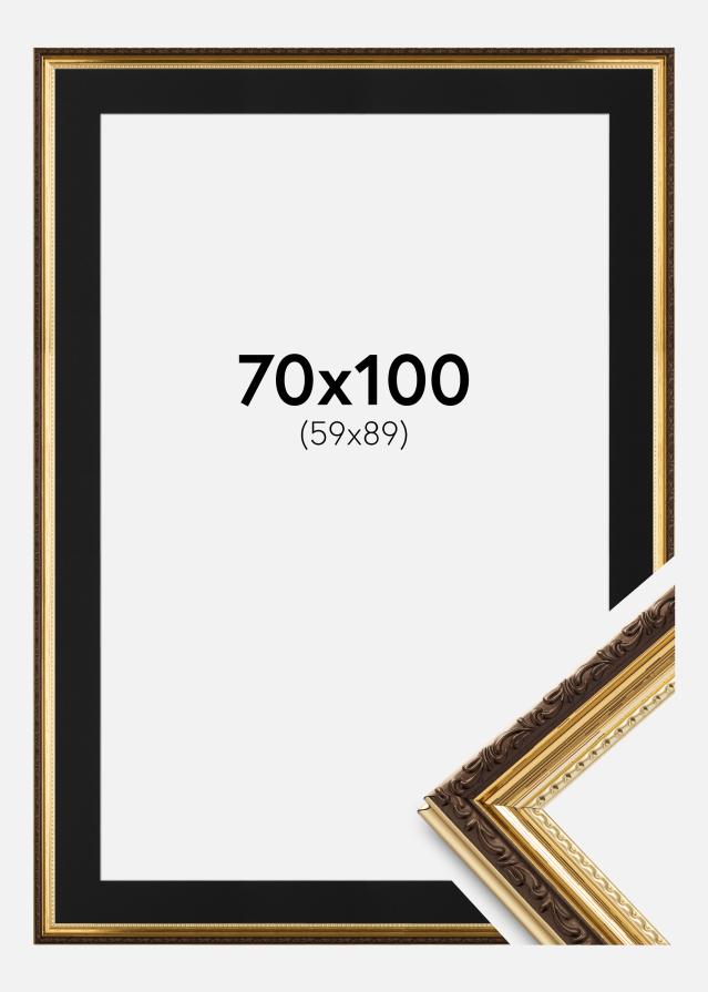 Ramme Abisko Guld 70x100 cm - Passepartout Sort 60x90 cm